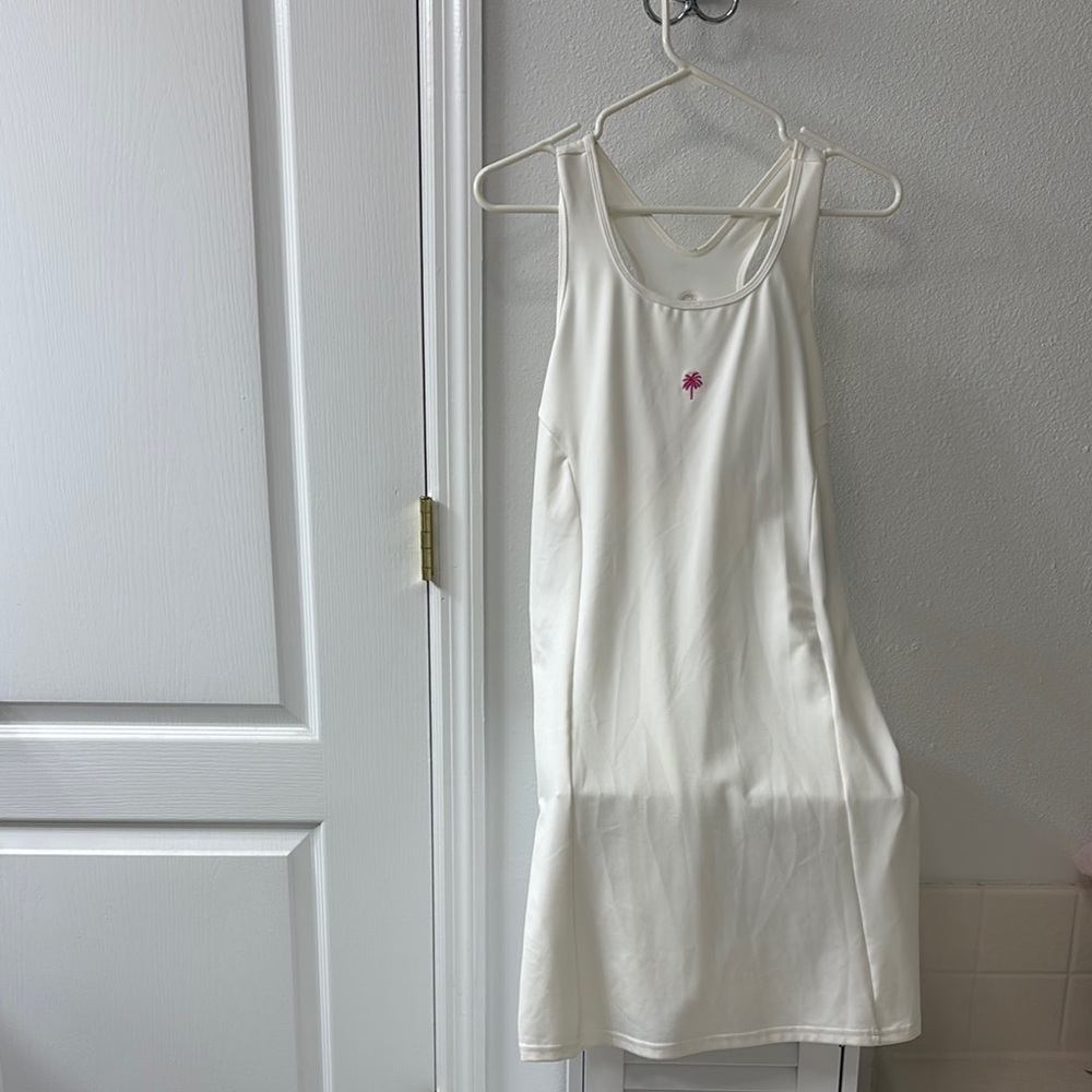 Vintage Lily Pulitzer White Tennis Dress with Pink Logo